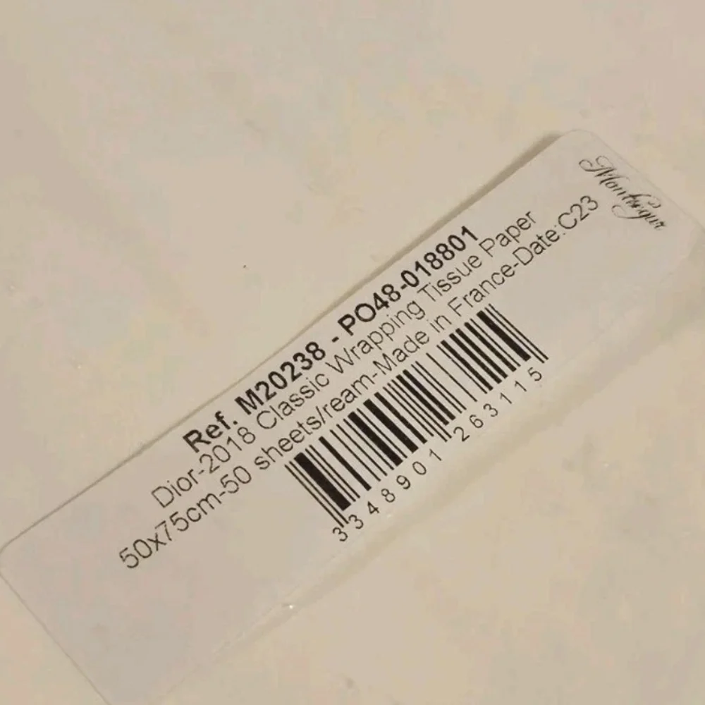 DIOR Boutique Tissue Paper Authentic Luxury Gift Dior Wrap Cream Tissue Paper